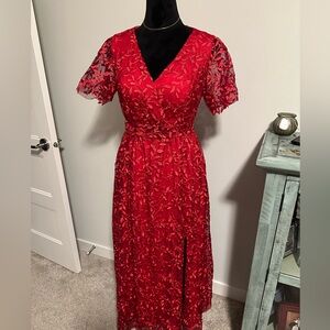 Long Red Formal Dress.